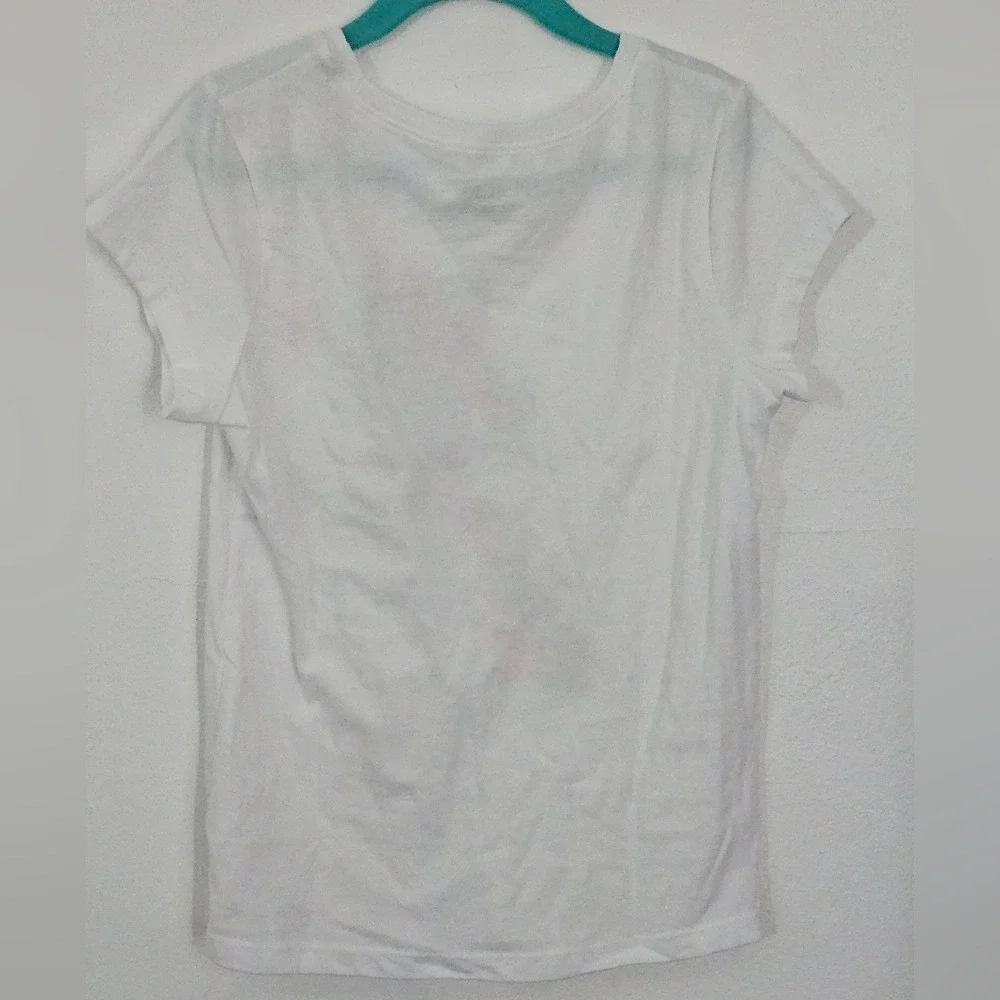 The Childrens Place Girls White Soccer Graphic‎ T-Shirt Size M 7/8